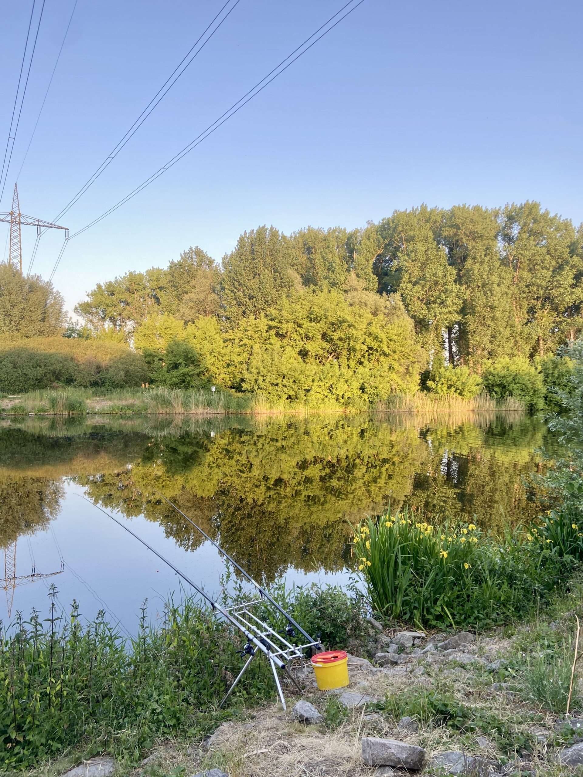 zwei Angeln stippen ins Wasser