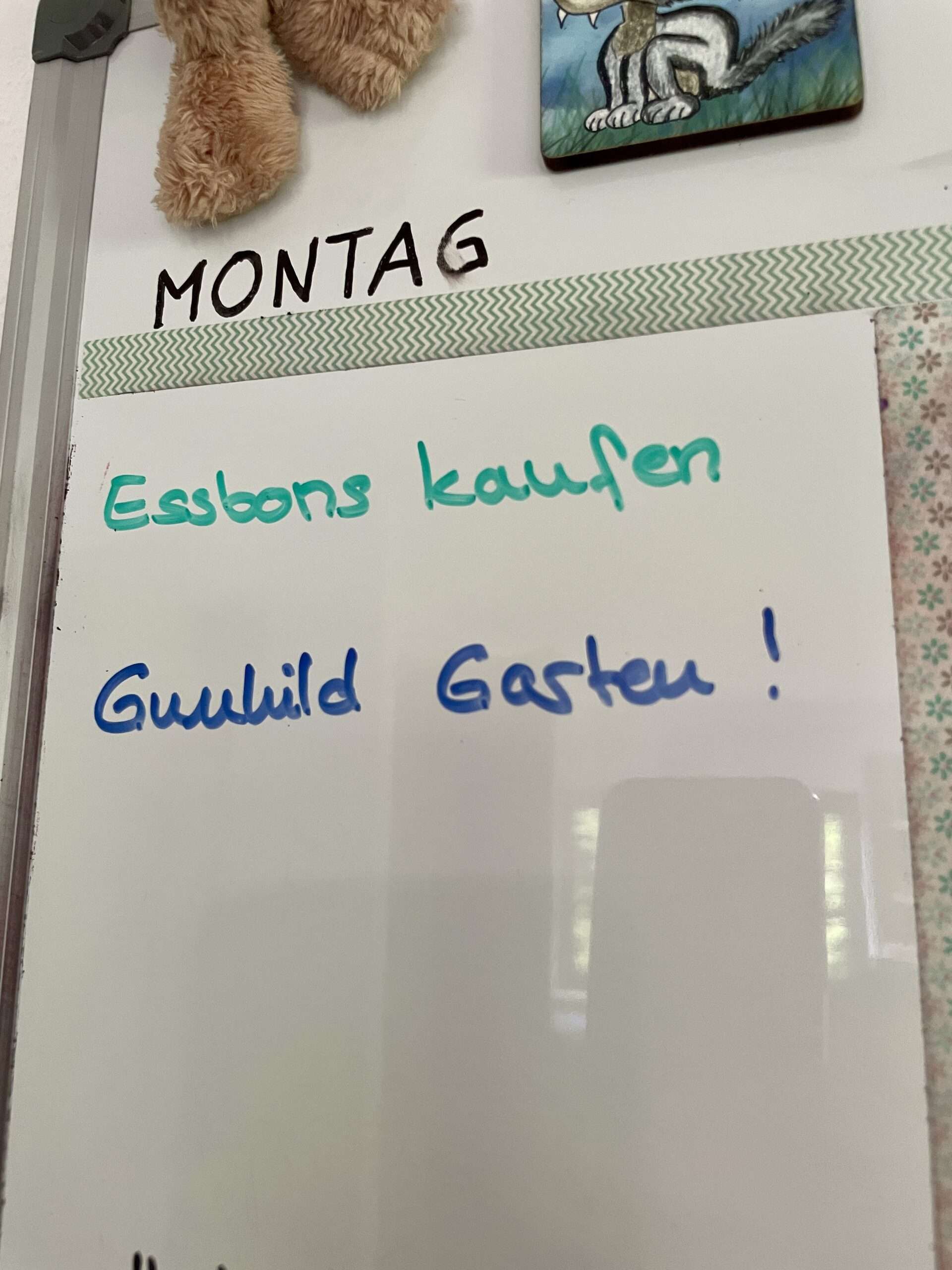 Gunhild Garten auf eine Wochentafel geschrieben