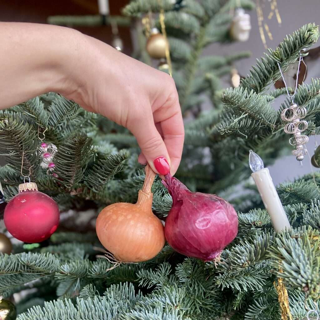 Zwiebeln als Christbaumschmuck